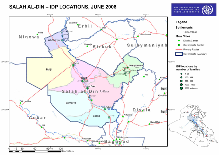 Iraq: Salah Al-Din - IDP Locations, June 2008 - Iraq | ReliefWeb